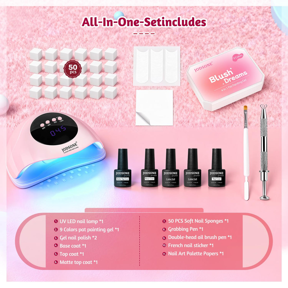 Mini éponges de nail art incluses dans le kit
