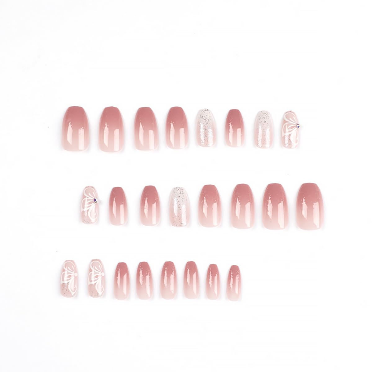 Mini lime à ongles et colle pour faux ongles roses ombre
