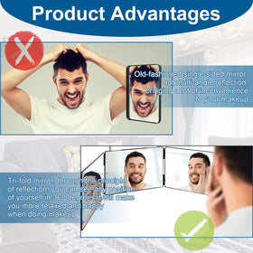 Miroir 3 voies LMZNXCZ affichant une coupe de cheveux