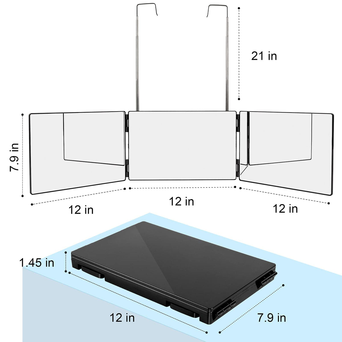 Miroir 3 voies LMZNXCZ avec un fond neutre