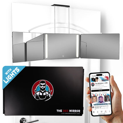 Miroir 360 LED LIPFISBARBERSHOP.COM vue de face avec éclairage