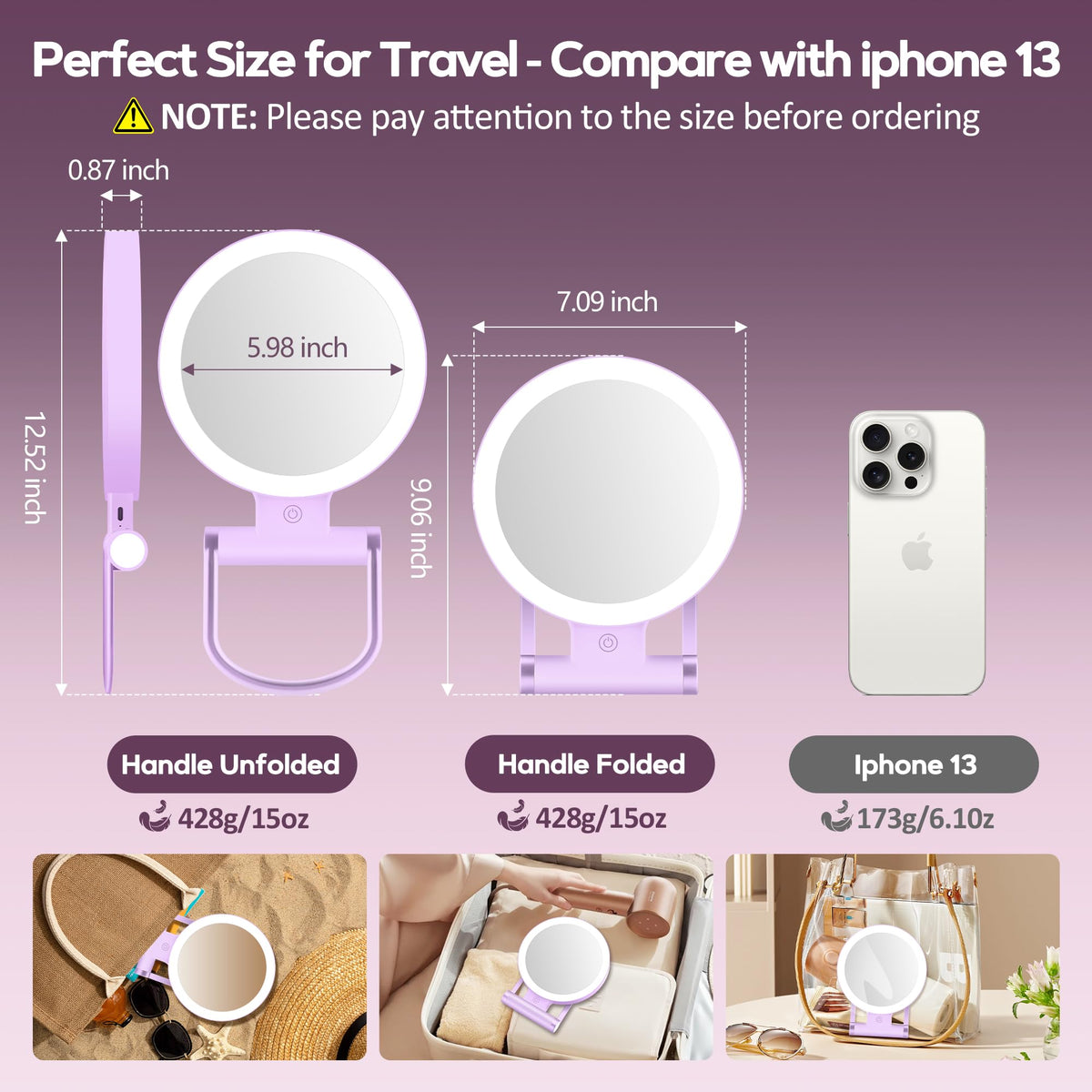 Miroir B Beauty Planet plié pour le transport