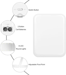 Miroir compact Flymiro avec éclairage LED éteint
