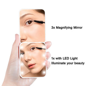 Miroir compact Flymiro ouvert avec éclairage LED