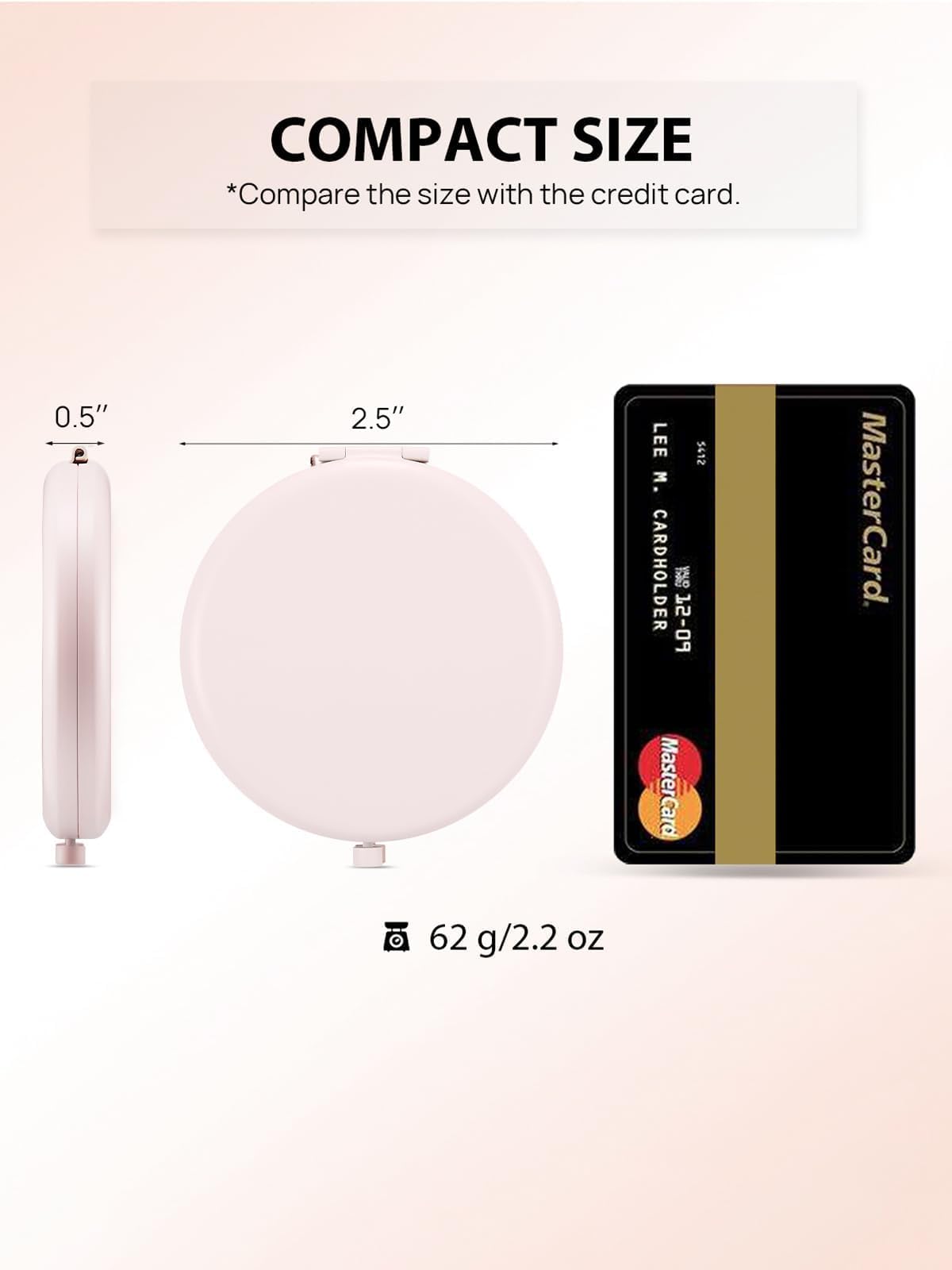 Miroir compact Getinbulk couleur or, vue de face