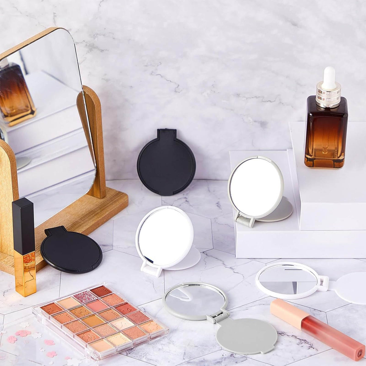 Miroir compact Jetec blanc avec reflet visible