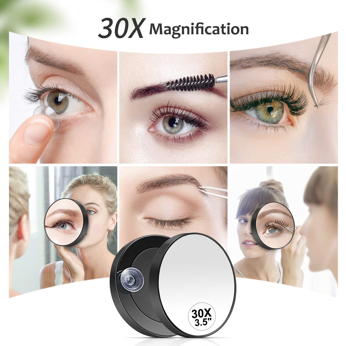 Miroir compact MIYADIVA 30X posé sur une surface lisse