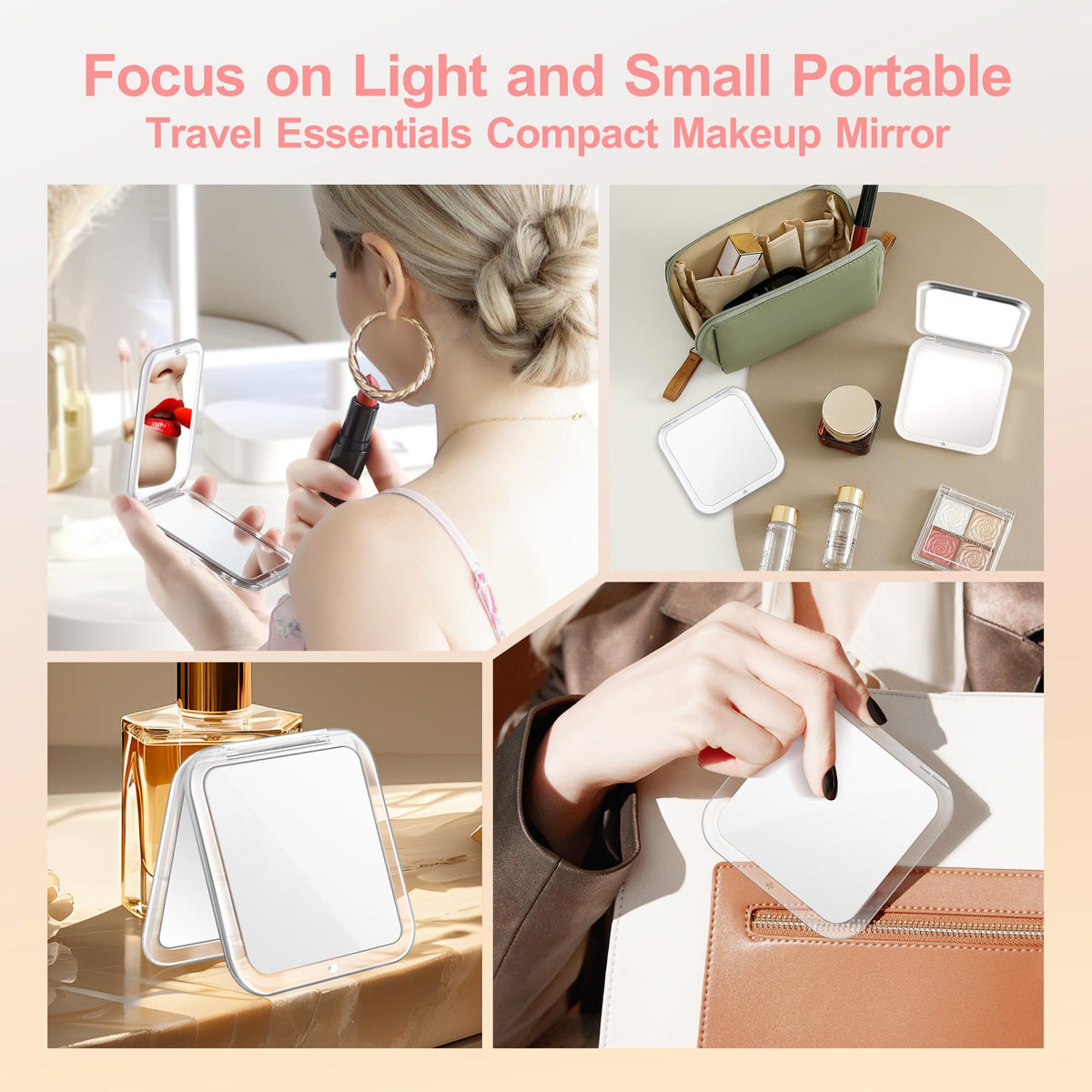 Miroir compact MIYADIVA ouvert montrant le miroir 1X et 30X