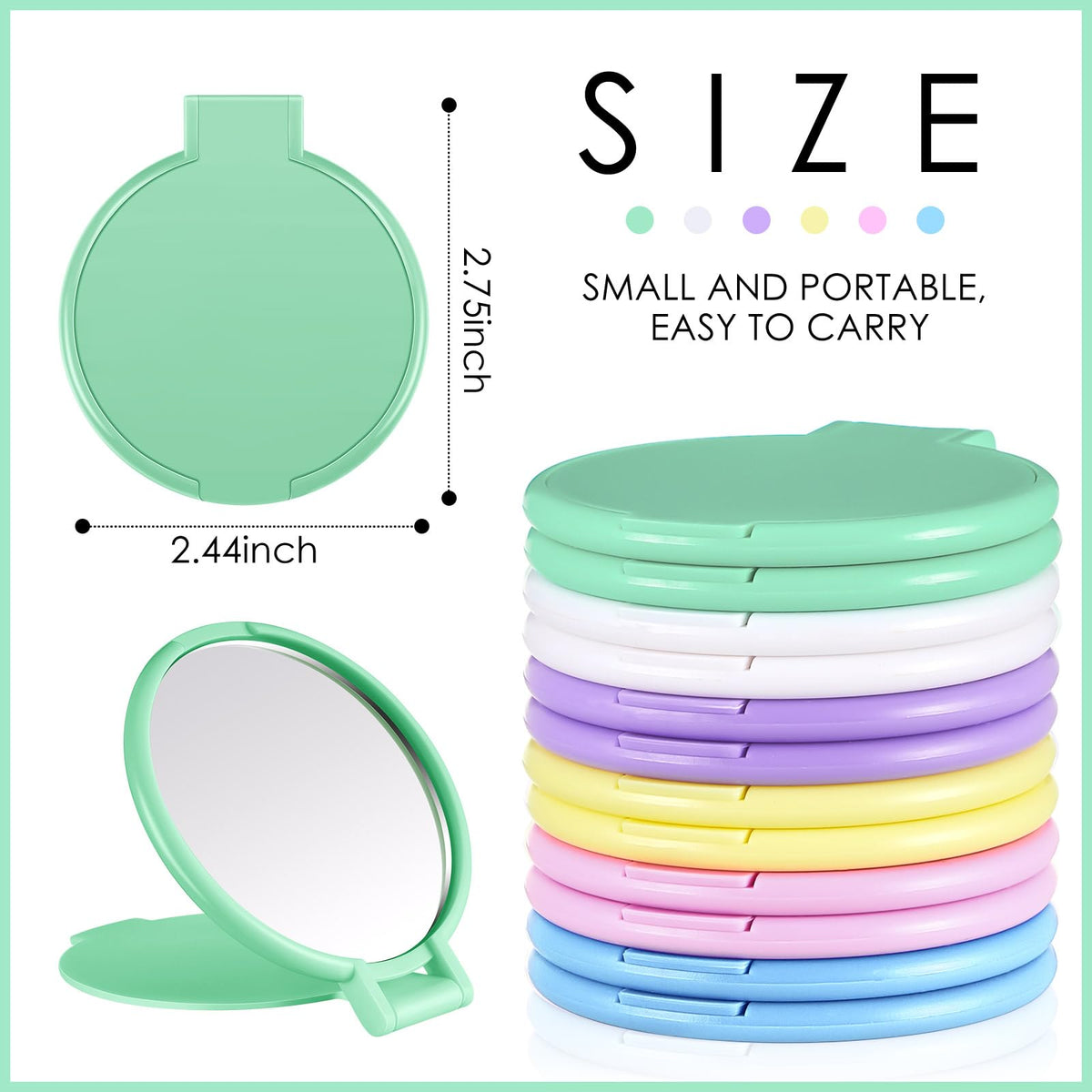 Miroir compact plié de Jetec, vue de côté