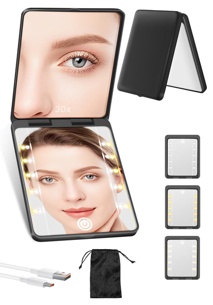 Miroir compact SisKokoro 30X avec éclairage en mode naturel