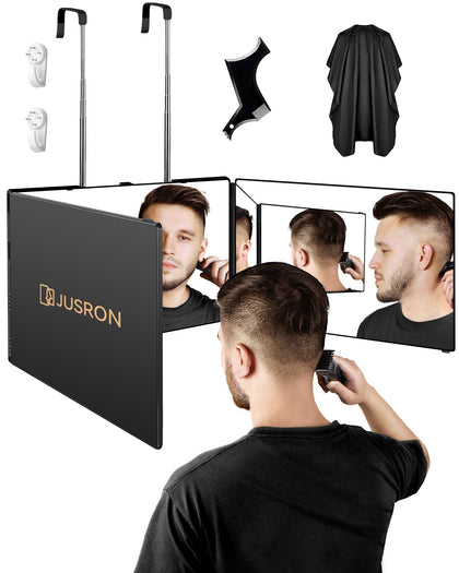 Miroir de coupe de cheveux JUSRON vue avant avec verre anti-buée