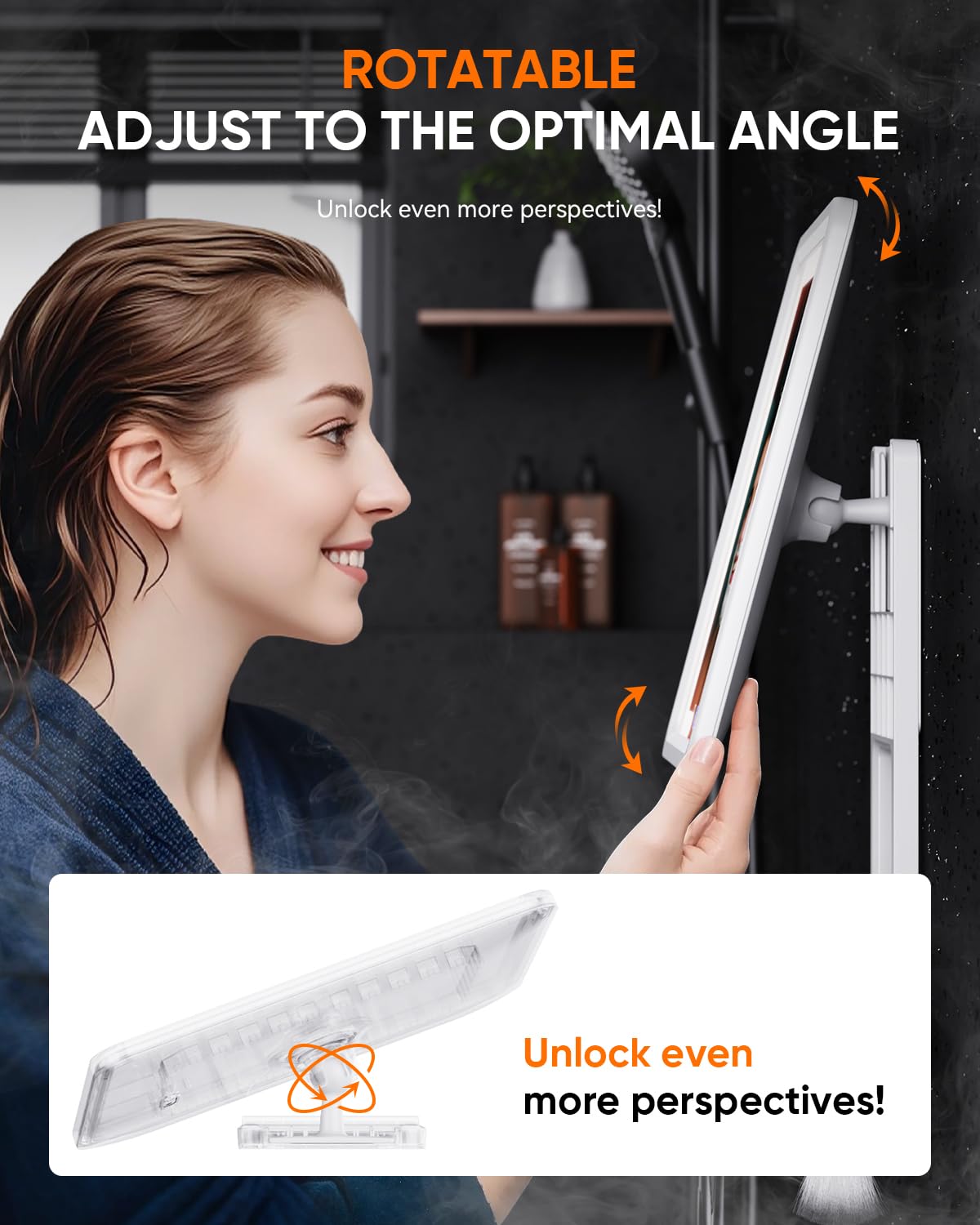 Miroir de douche eeuuty avec angle ajustable à 360°