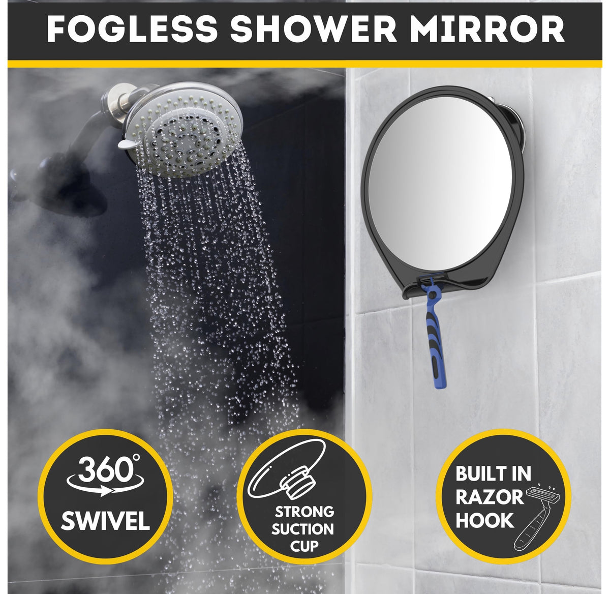 Miroir de douche HONEYBULL dans un environnement de douche