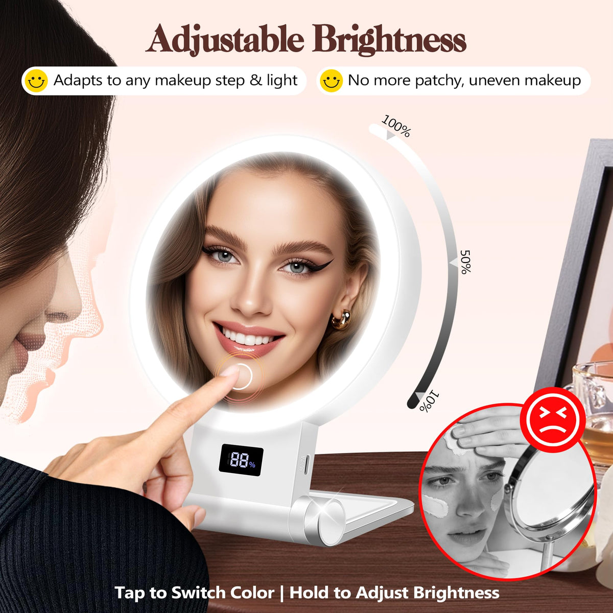 Miroir de maquillage B Beauty Planet avec base ajustable
