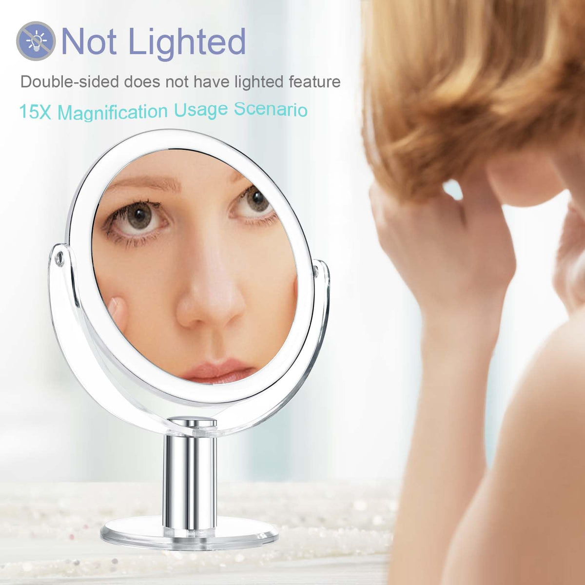 Miroir de maquillage CLSEVXY avec grossissement 15X, vue rapprochée