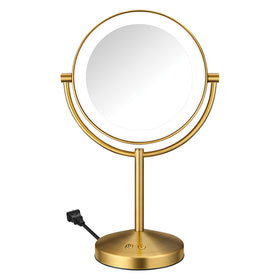 Miroir de maquillage Conair éclairé double face avec base en laiton brossé