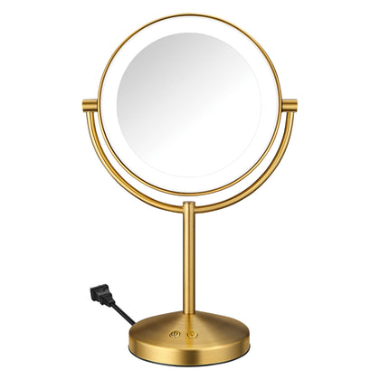Miroir de maquillage Conair éclairé double face avec base en laiton brossé