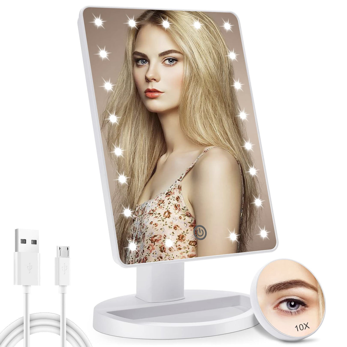 Miroir de maquillage COSMIRROR éclairé avec 21 LED, vue avant