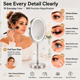 Miroir de maquillage DEIOVWXS 10X en position rotative