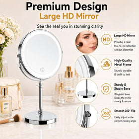 Miroir de maquillage DEIOVWXS avec éclairage LED allumé