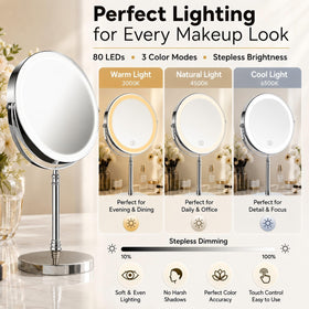 Miroir de maquillage DEIOVWXS avec vue latérale et angle rotatif