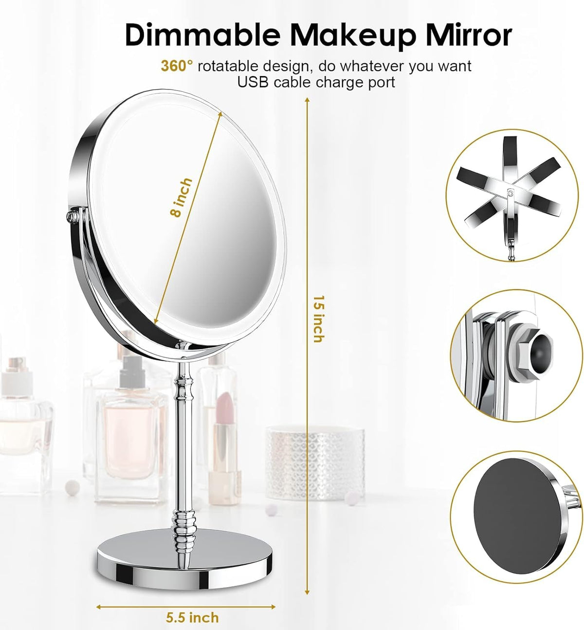Miroir de maquillage DEIOVWXS dans une ambiance de spa