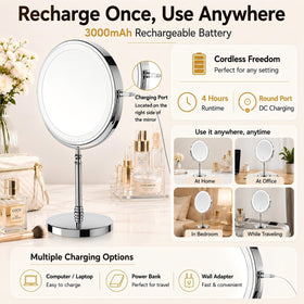 Miroir de maquillage DEIOVWXS en utilisation dans une salle de bain