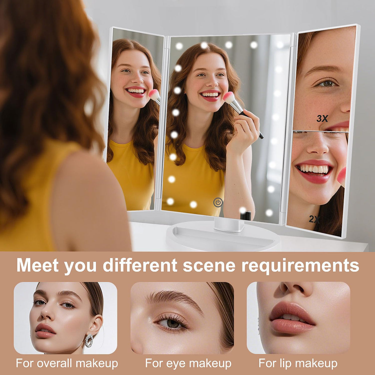 Miroir de maquillage deweisn avec éclairage LED à faible luminosité