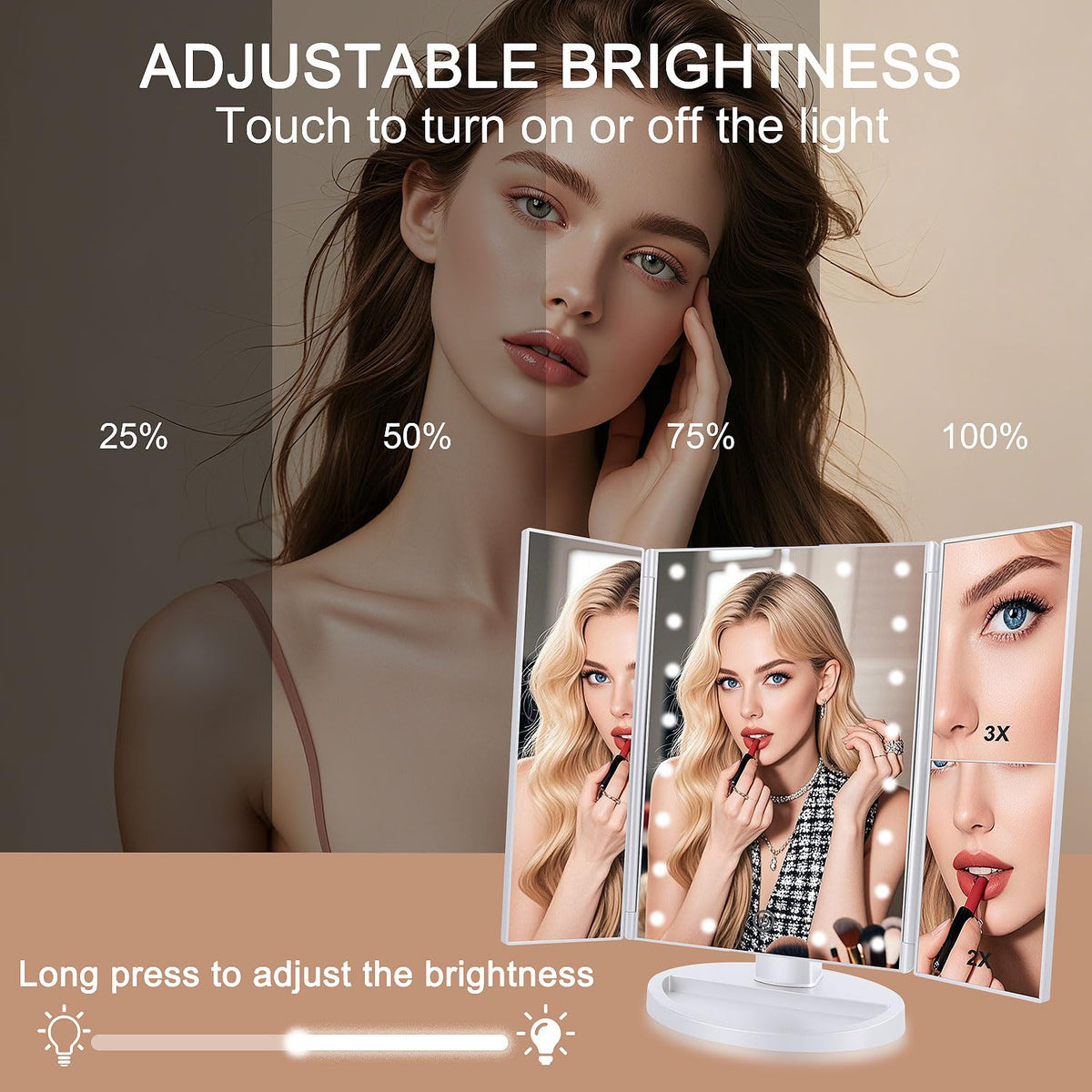Miroir de maquillage deweisn avec éclairage LED allumé
