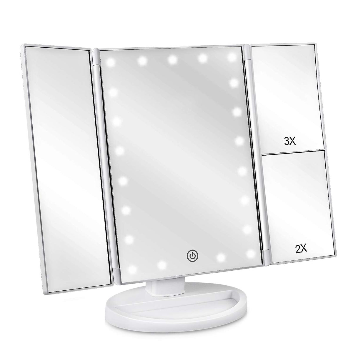 Miroir de maquillage deweisn avec éclairage LED et trois panneaux