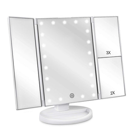 Miroir de maquillage deweisn avec éclairage LED et trois panneaux
