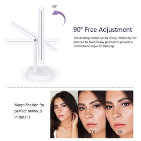 Miroir de maquillage deweisn pliable ouvert avec LED allumées