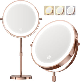Miroir de maquillage Dienmern 1X/20X vue avant avec éclairage LED