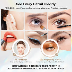 Miroir de maquillage Dienmern en utilisation, maquillage détaillé