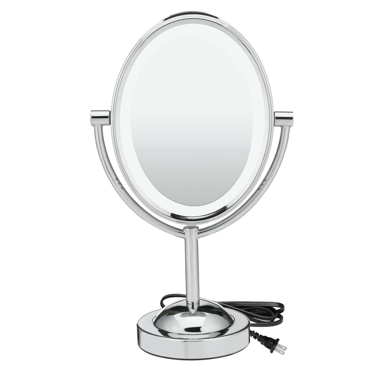 Miroir de maquillage éclairé Conair vue avant avec finition chrome poli