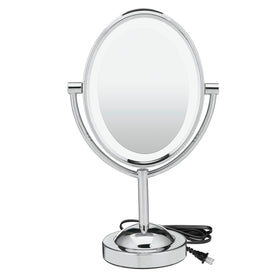 Miroir de maquillage éclairé Conair vue avant avec finition chrome poli