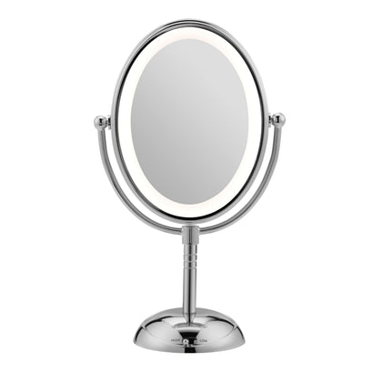 Miroir de maquillage éclairé Conair vue de face avec finition chrome poli