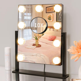 Miroir de maquillage éclairé Kotdning 12" vue avant avec ampoules LED