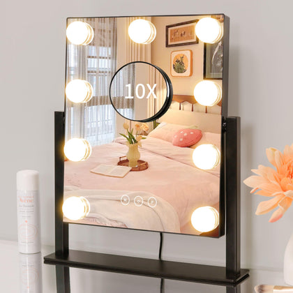 Miroir de maquillage éclairé Kotdning 12" vue avant avec ampoules LED