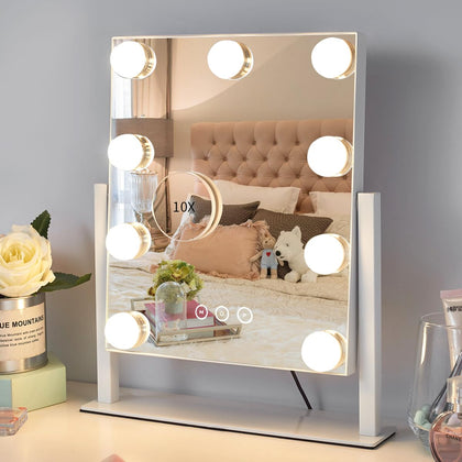 Miroir de maquillage éclairé Kotdning vue avant avec ampoules LED