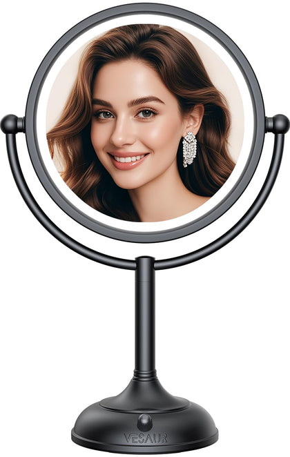 Miroir de maquillage éclairé VESAUR 8,5 pouces vue avant avec LEDs