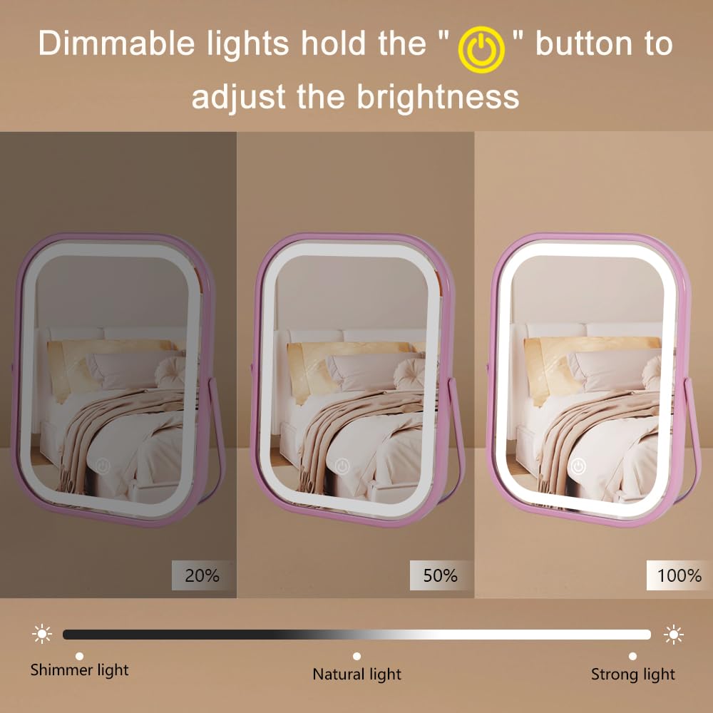 Miroir de maquillage éclairé YEKKOPT avec câble de recharge USB-Type C