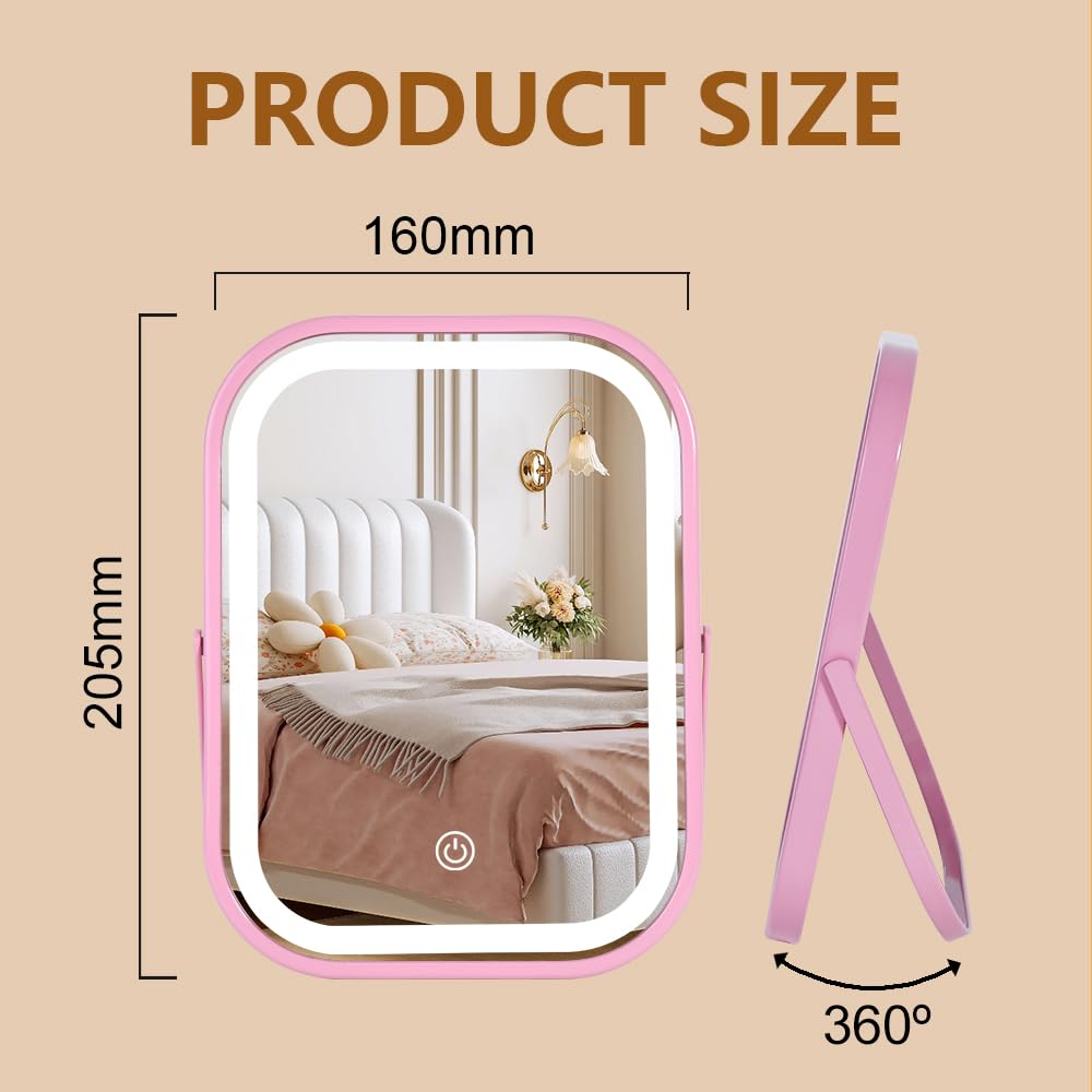 Miroir de maquillage éclairé YEKKOPT avec support robuste