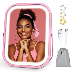 Miroir de maquillage éclairé YEKKOPT vue de face avec lumière allumée