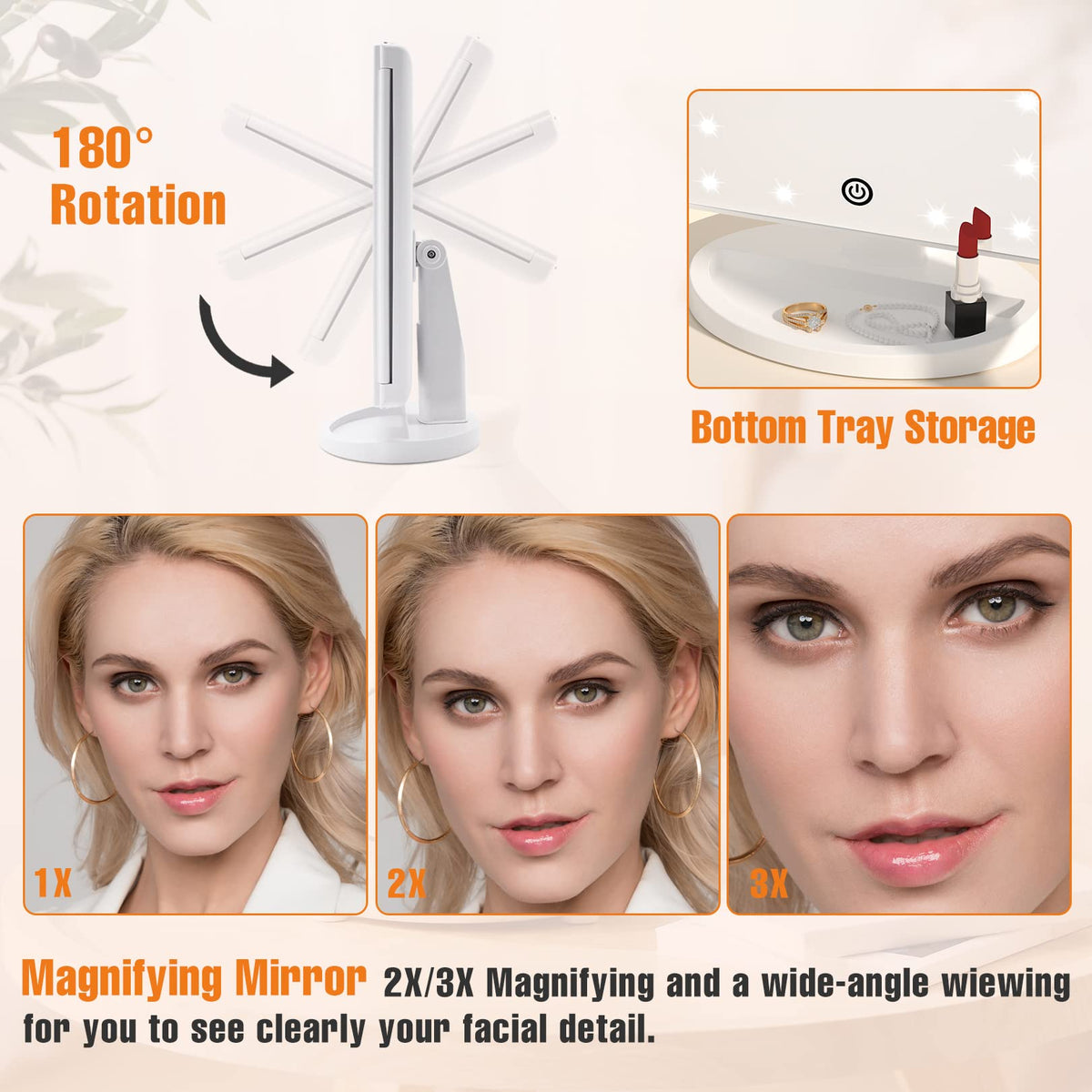 Miroir de maquillage FASCINATE avec lumière LED en utilisation
