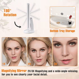 Miroir de maquillage FASCINATE avec lumière LED en utilisation