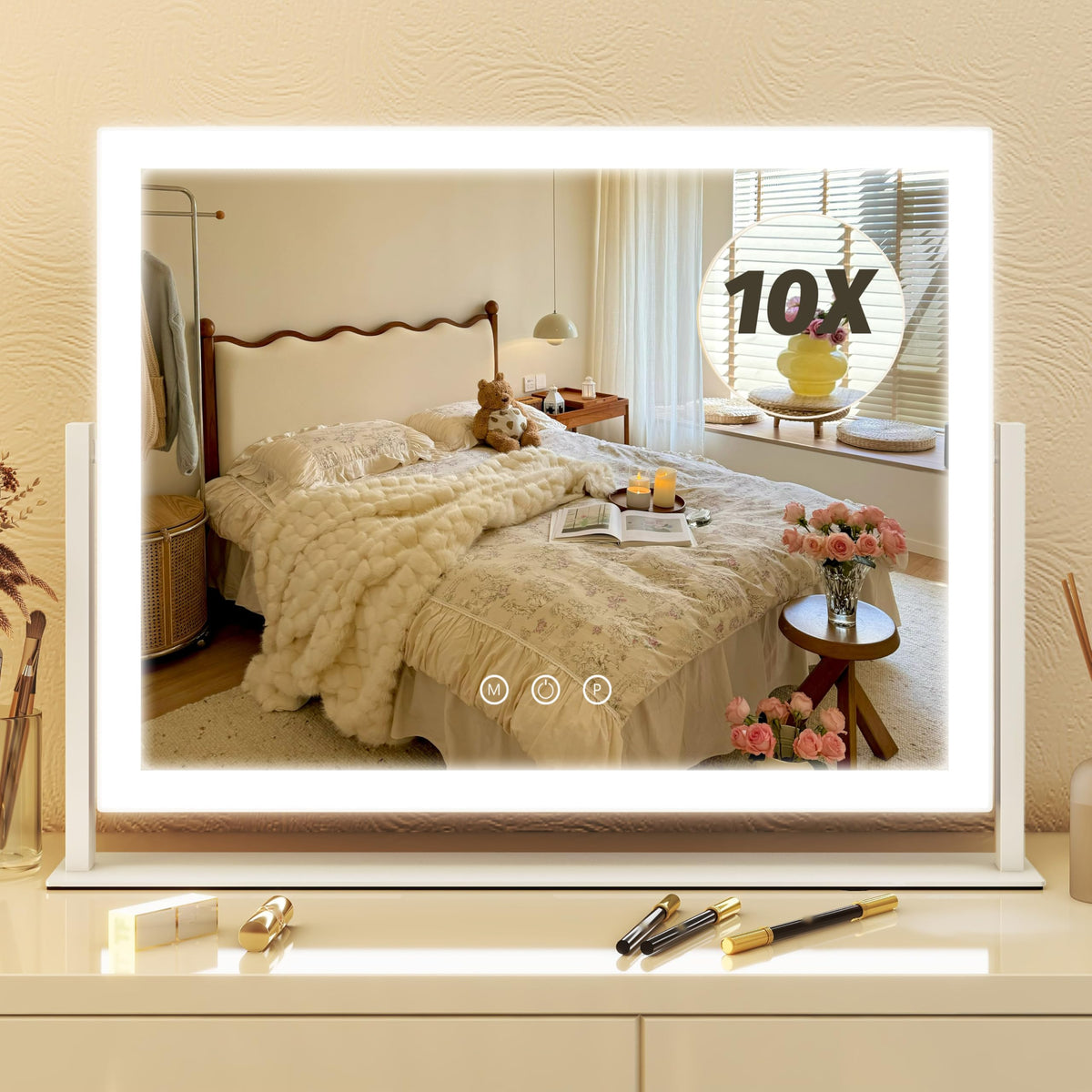 Miroir de maquillage FENNIO 13 x 17 pouces avec éclairage LED