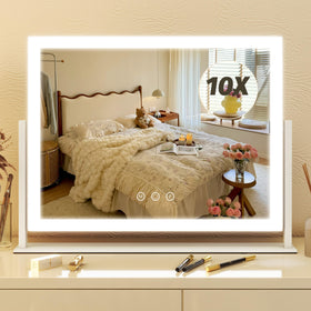 Miroir de maquillage FENNIO 13 x 17 pouces avec éclairage LED