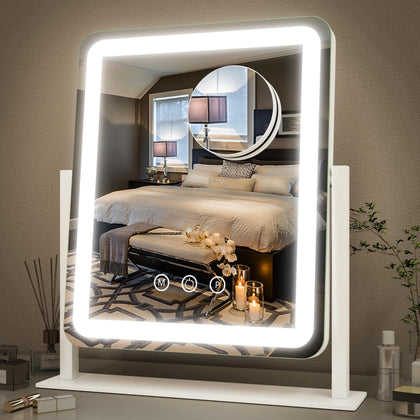 Miroir de maquillage FENNIO 15"x12,6" avec lumières LED vue de face