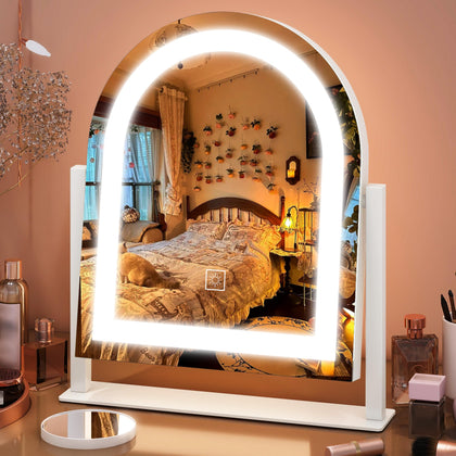Miroir de maquillage FENNIO 15"x13" vue avant avec éclairage